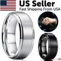 Modern Brushed Silver Tungsten Band for Effortless Men’s Style Size 5-17 + Half